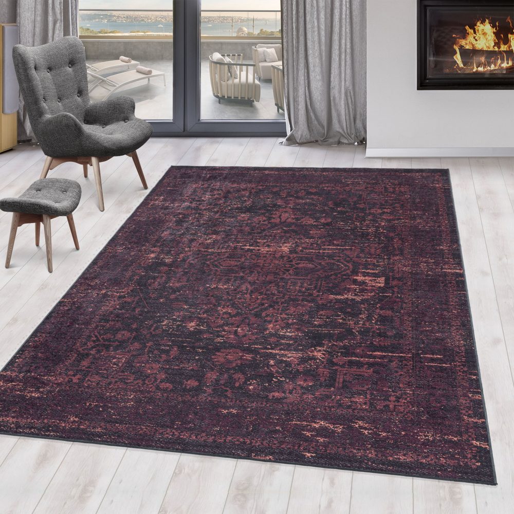 Ayyildiz Teppiche Teppich »FIESTA 4304«, rechteckig, pflegeleichter Kurflorteppich, moderne Vintage Optik