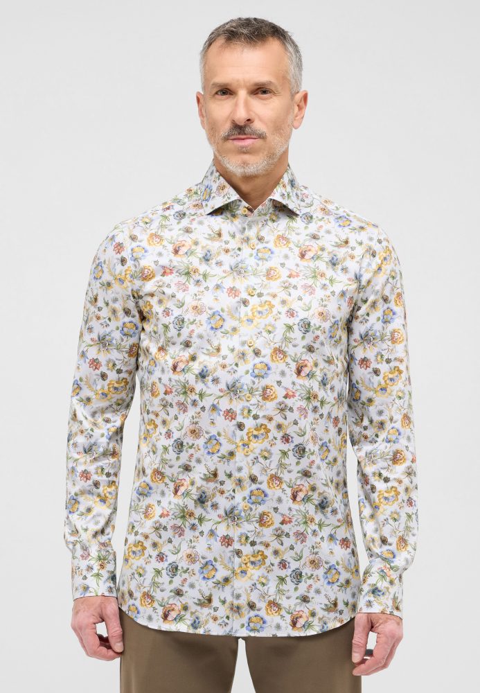SLIM FIT Hemd in grün bedruckt