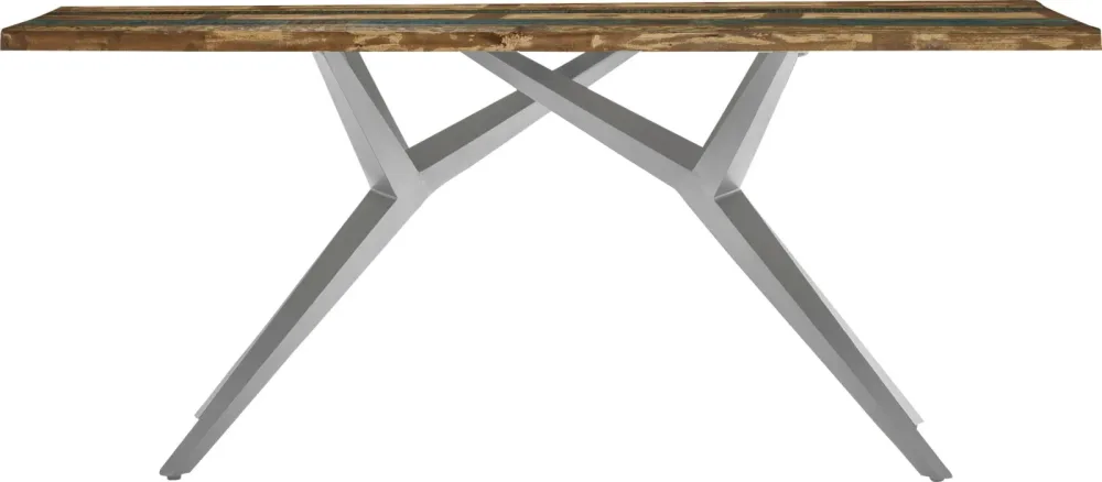 mutoni - Massivholztisch 240x100 - Altholz lackiert bunt - Metall antiksilber, One Size, Multicolor