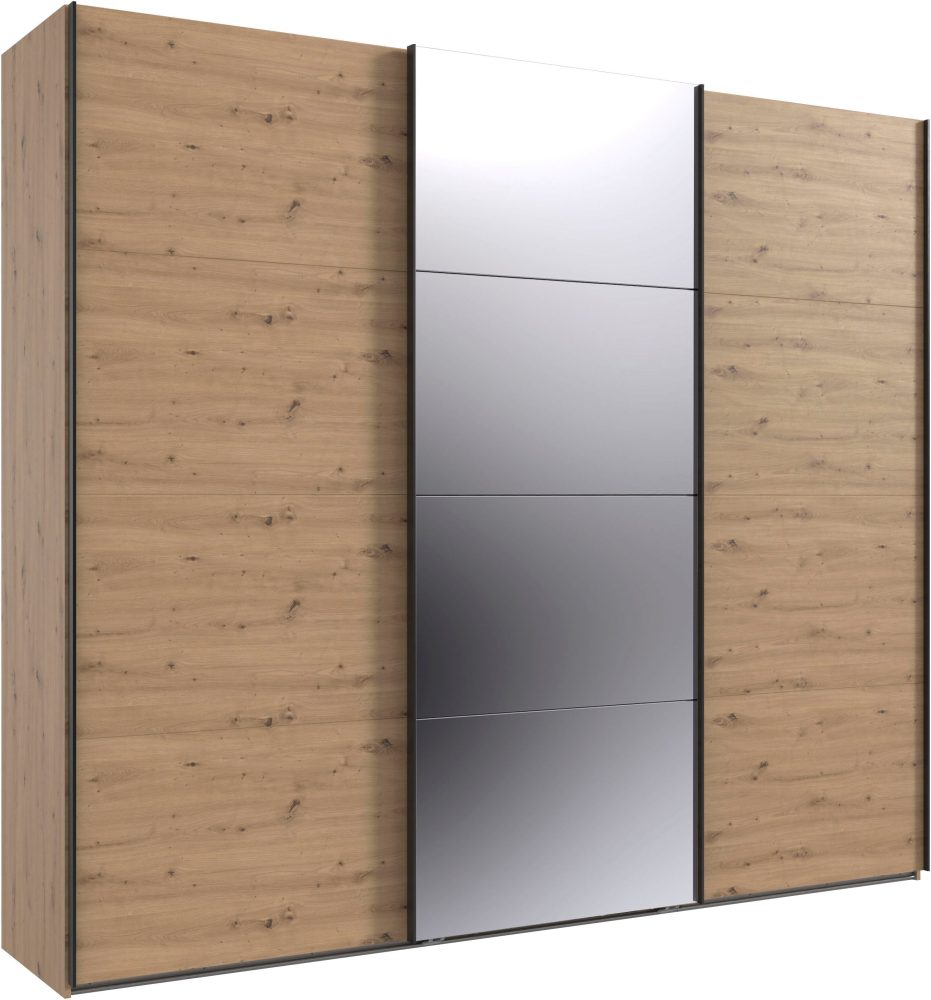 Wimex Kleiderschrank »Mugano, Made in Germany, Lieferung bis in Deine Etage und Stellort«, (wähle Deine Ausstattung: Basic oder Premium!), 3 Schwebetüren, grosse Grössen, mit oder ohne Spiegel, Metallgriffe