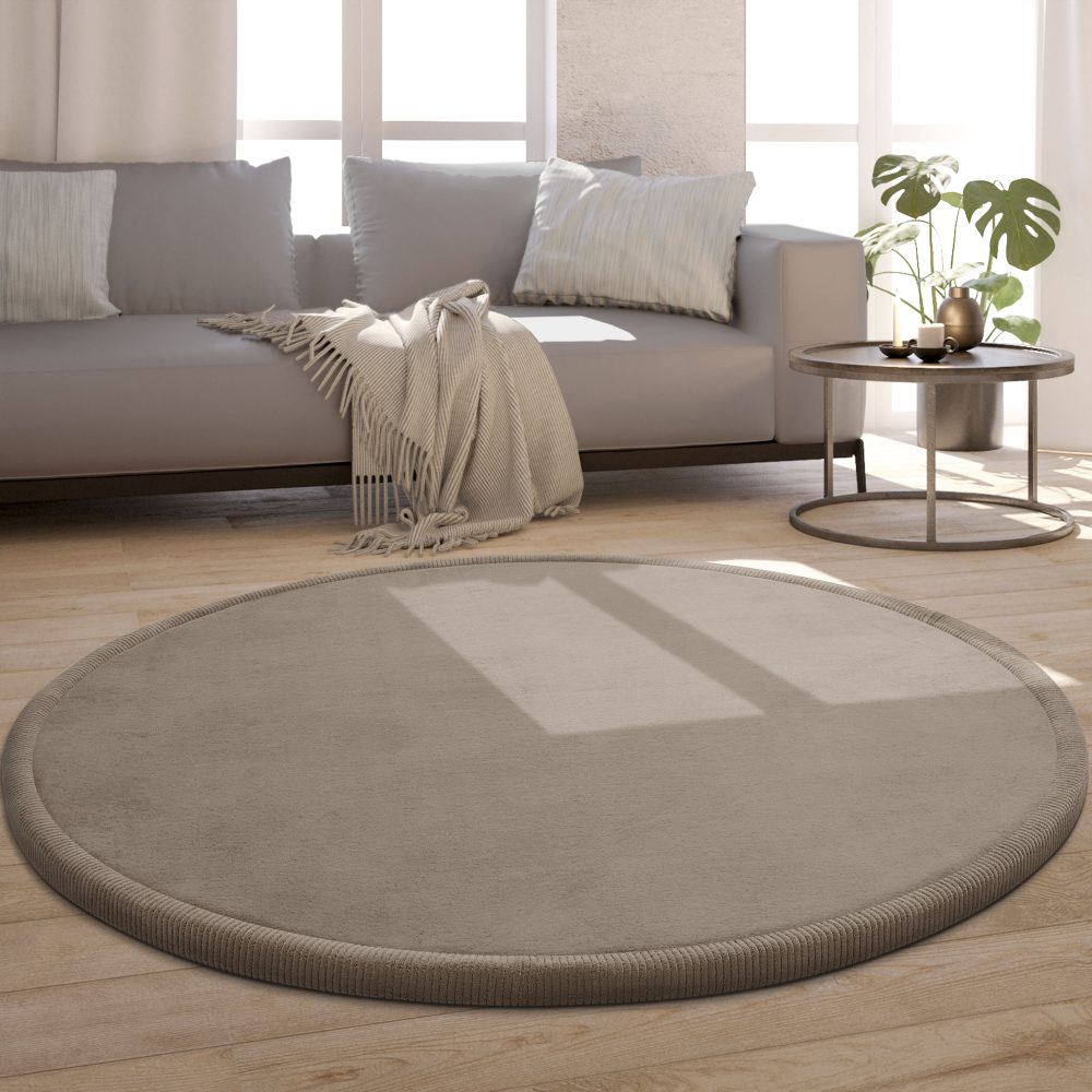 Paco Home Teppich »Tatami 475«, rund, Kurzflor, Uni Farben, mit Memory Foam, waschbar