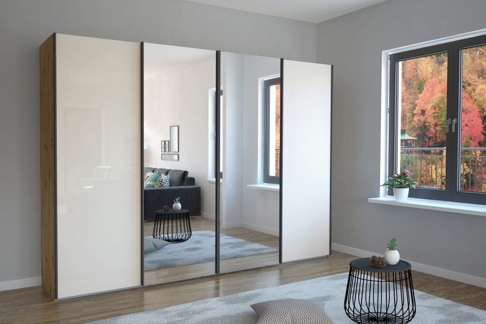 WIEMANN Schwebetürenschrank »Monaco«, hochwertige Glas- und Spiegelfront