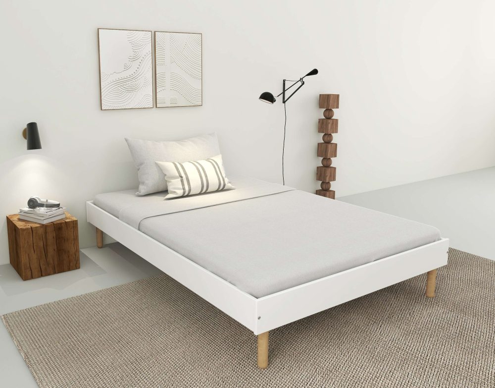 Home affaire Bett »Dagmar, Bettgestell, teilMDF, minimalistisches Design«, Breite 140 cm, inklusive feste Latten aus massiver Kiefer