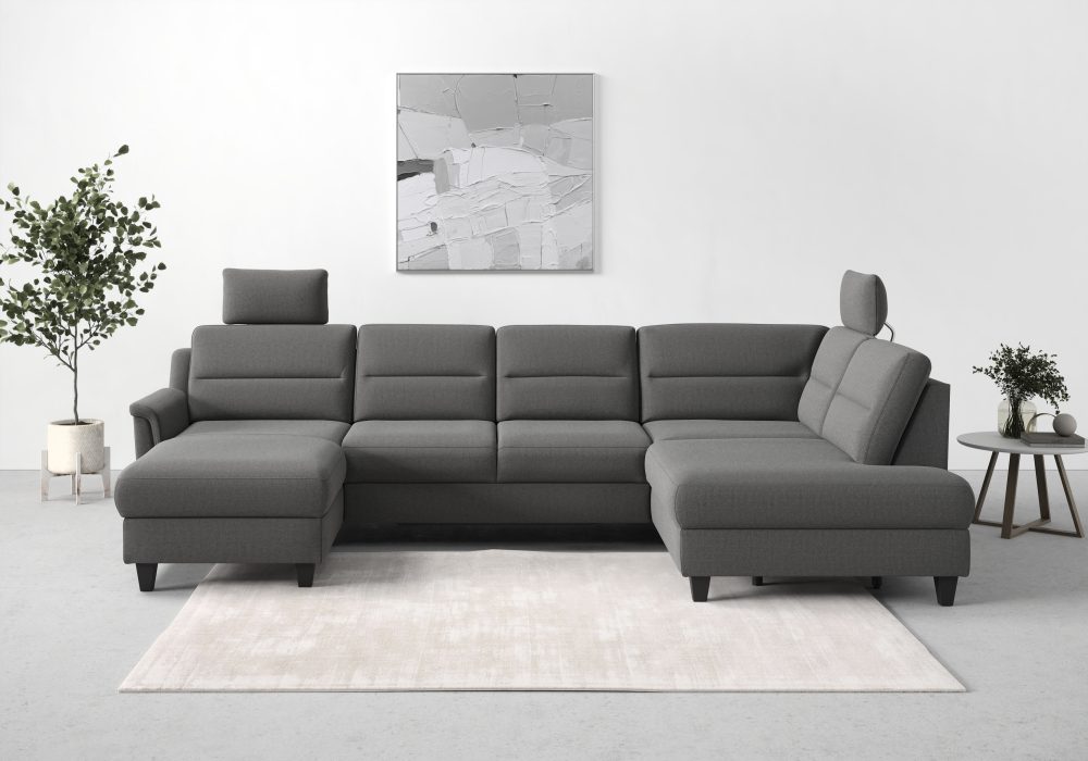 sit&more Wohnlandschaft »Farö«, inklusive Federkern, mit wengefarbenen Füssen, wahlweise mit Bettfunktion und Bettkasten