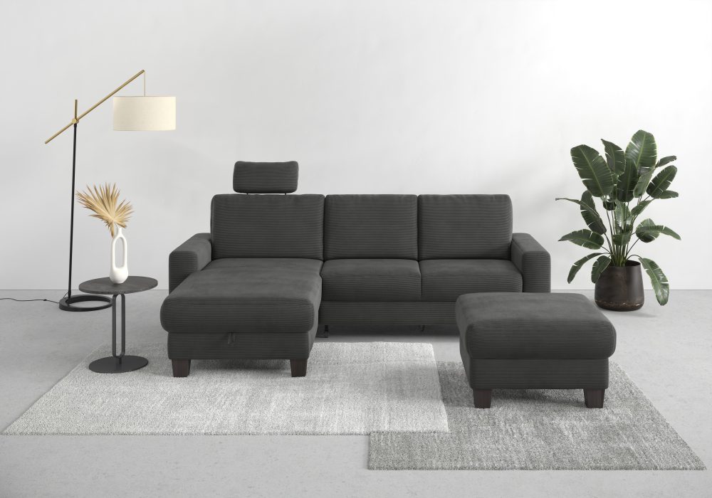 Home affaire Ecksofa »Summer«, mit Recamiere, mit oder ohne Bettfunktion und Bettkasten, Cord-Bezug