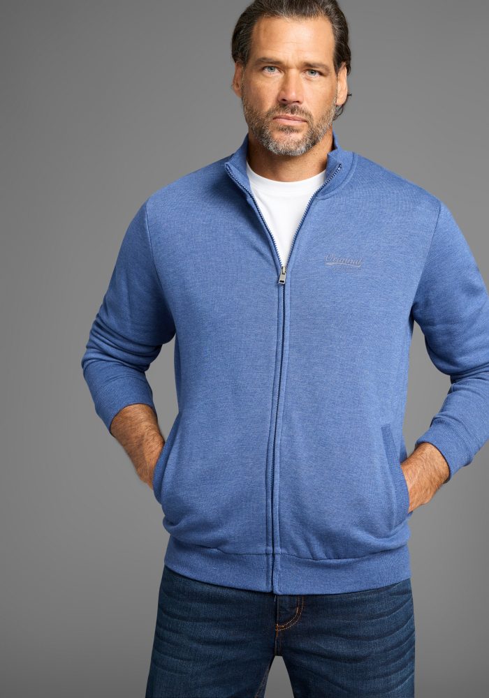 Man's World Sweatjacke Stehkragen und dezentem Logodruck