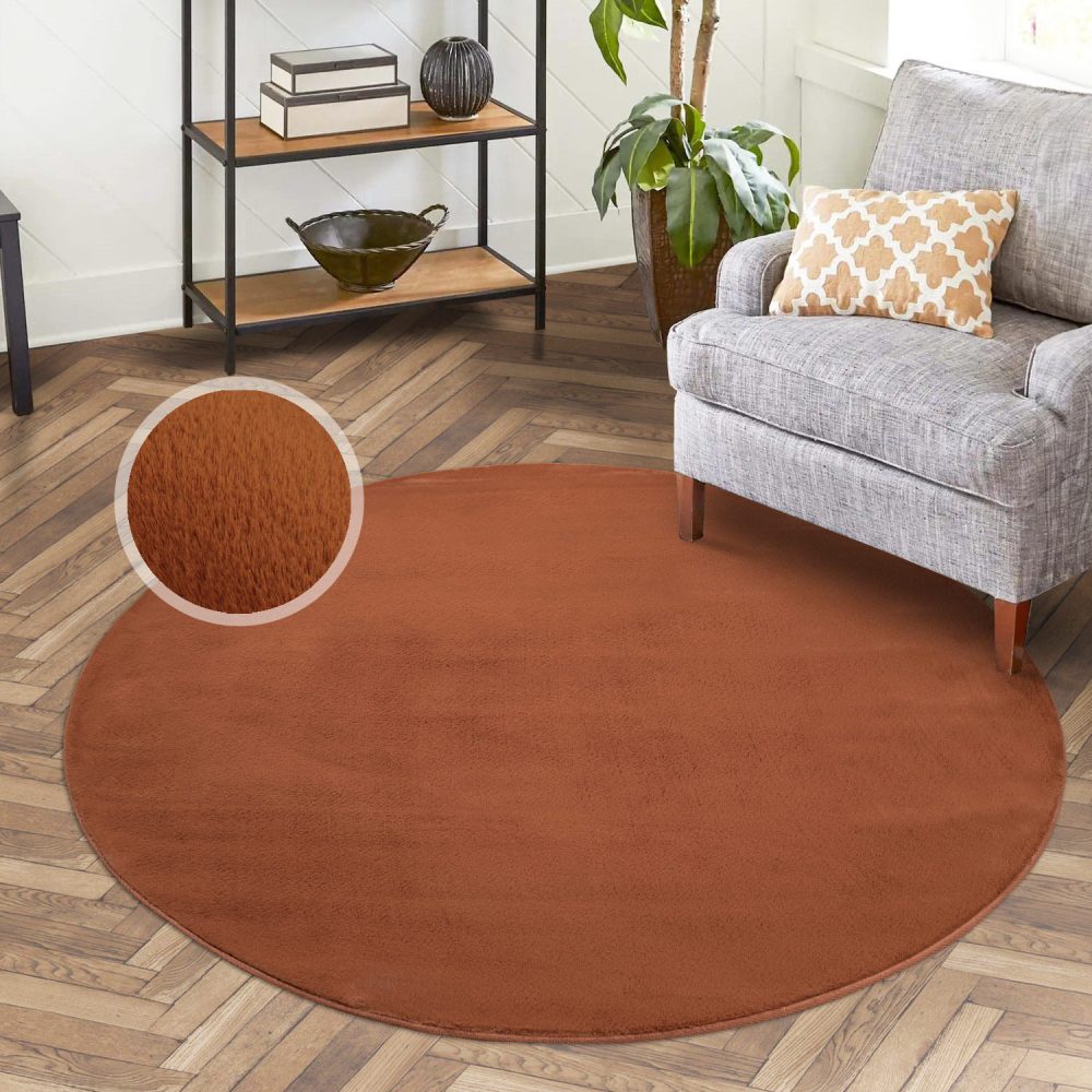 Carpet City Hochflor-Teppich »TOPIA400«, rund, besonders weich und kuschelig durch Polyester, Uni-Farben