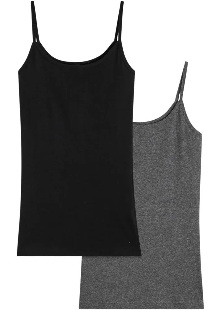 bonprix Spaghettiträger-Top (2er Pack)schwarz 32Damen