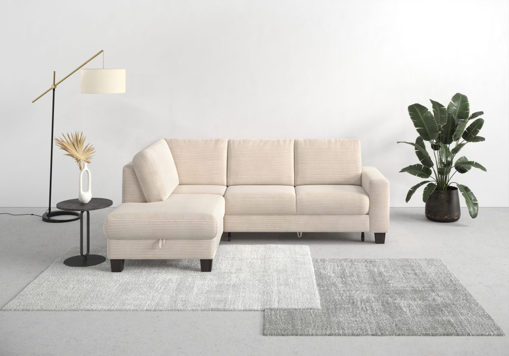 Home affaire Ecksofa »Summer«, mit Ottomane, mit oder ohne Bettfunktion und Bettkasten, Cord-Bezug