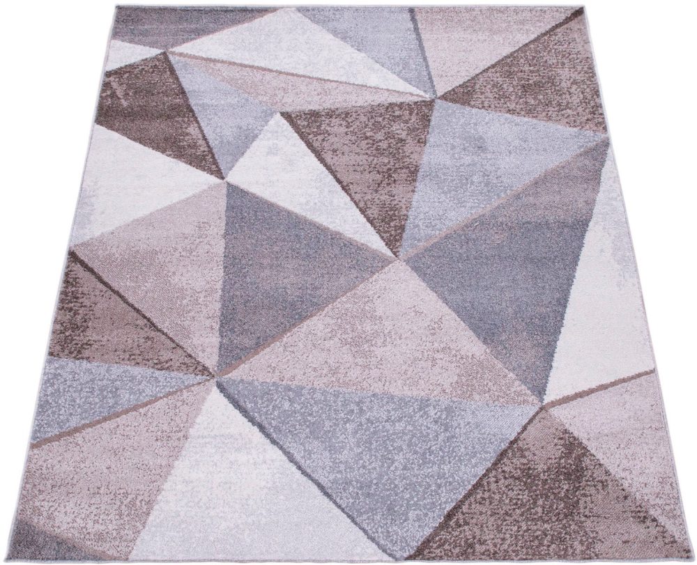 Paco Home Teppich »Bari 874«, rechteckig, 13 mm Höhe, Kurzflor, modernes geometrisches Design, Used-Look, ideal im Wohnzimmer & Schlafzimmer