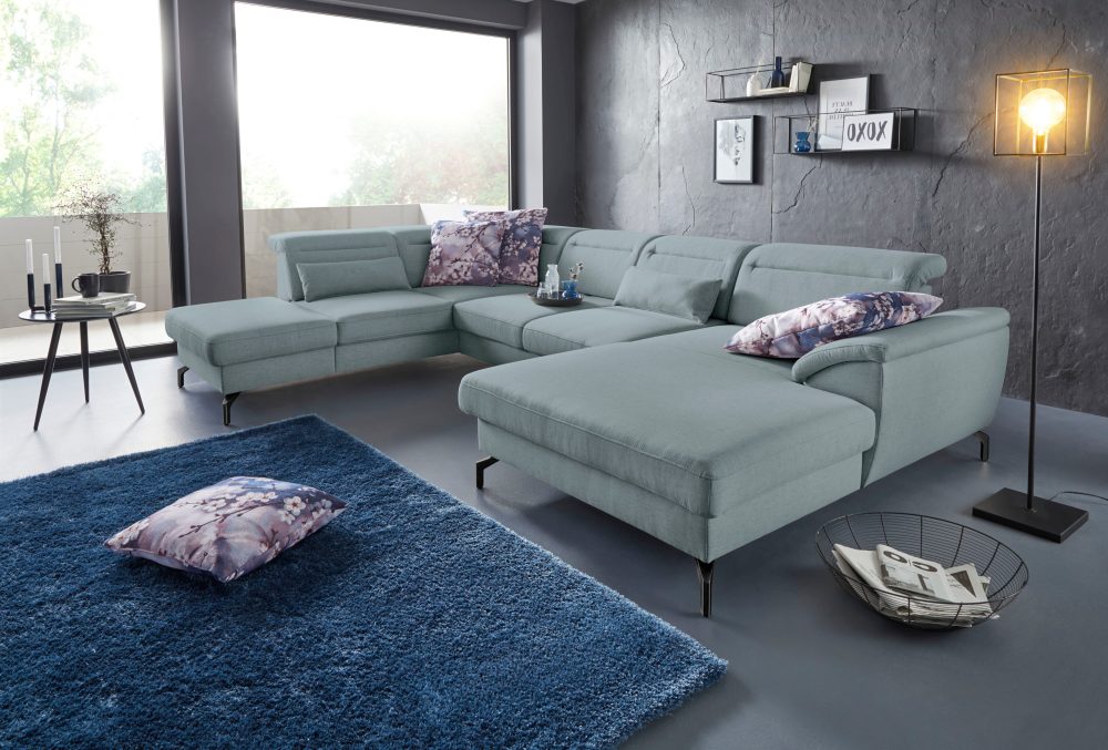 sit&more Wohnlandschaft, 15 cm Fusshöhe, inklusive Sitztiefenverstellung, wahlweise Kopfteilverstellung, wahlweise in 2 unterschiedlichen Fussfarben