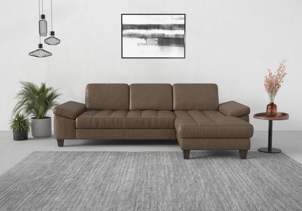 sit&more Ecksofa, Recamiere, mit oder ohne Bettfunktion, Bettkasten, Füsse wengefarben