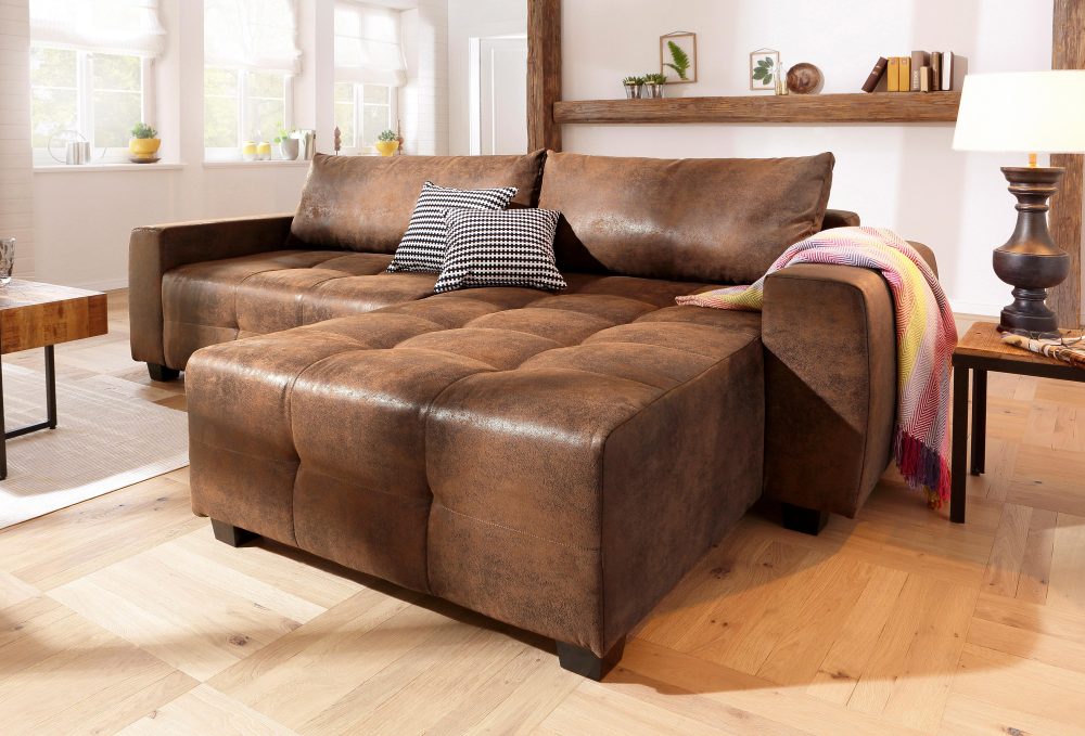 Home affaire Ecksofa »Bella«, wahlweise mit Bettfunktion und Bettkasten, Steppung im Sitzbereich