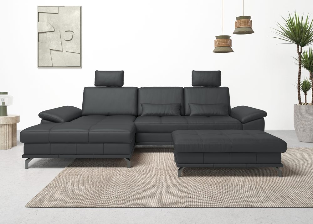 Places of Style Ecksofa »Costello«, incl. Sitztiefenverstellung und Armlehnfunktion, incl. 2 Nierenkissen