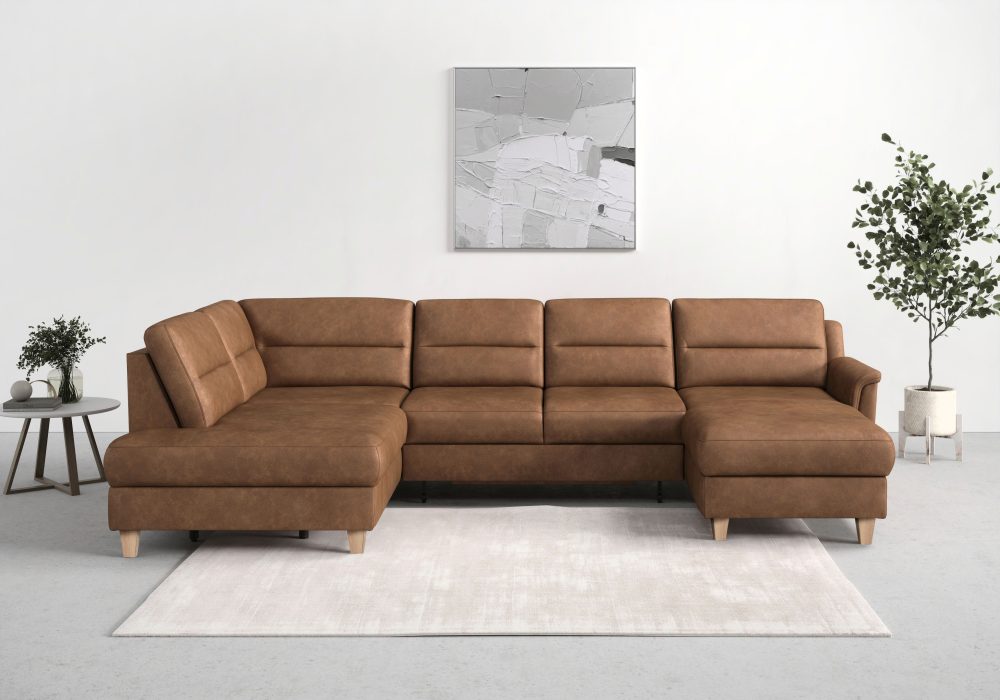 sit&more Wohnlandschaft »Farö«, inklusive Federkern, mit naturfarbenen Füssen, wahlweise mit Bettfunktion und Bettkasten