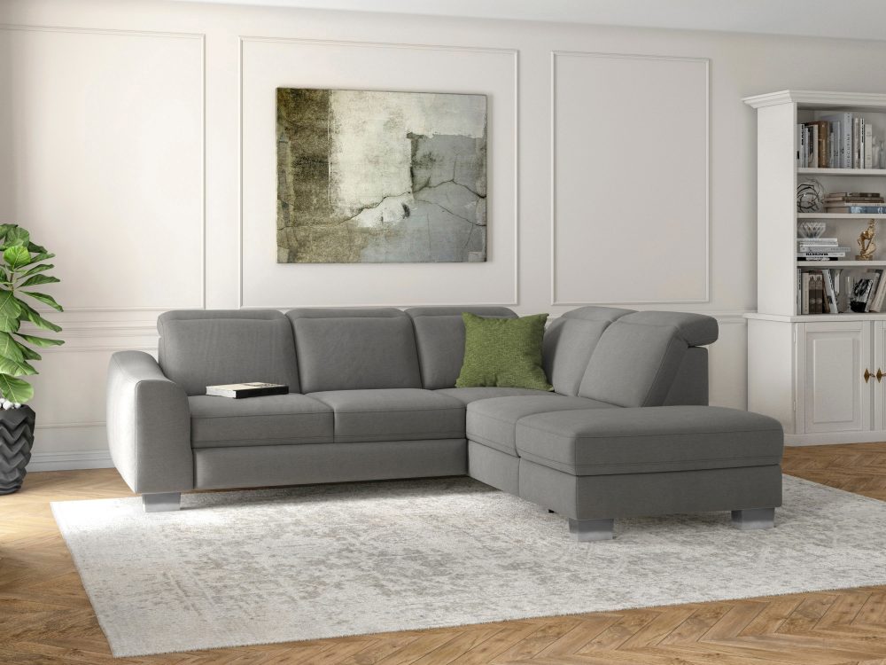 sit&more Ecksofa »Durness«, mit Federkern und hochwertigen Edelstahlfüssen, wahlweise mit Kopfteilverstellung, Bettfunktion und Stauraum oder mit Bettfunktion und Bettkasten