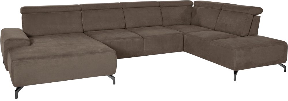 sit&more Wohnlandschaft, 12 cm Fusshöhe, inklusive Sitztiefenverstellung und Kopfteilverstellung, wahlweise in 2 unterschiedlichen Fussfarben