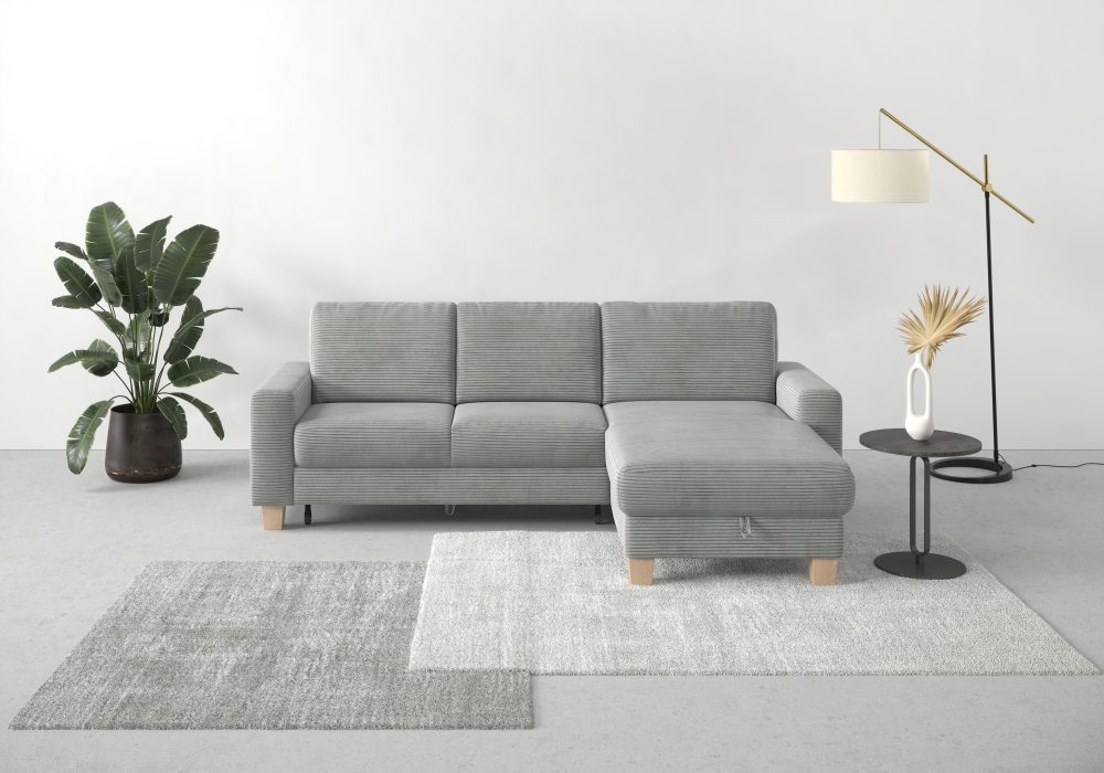 Home affaire Ecksofa »Summer«, mit Recamiere, mit oder ohne Bettfunktion und Bettkasten, Cord-Bezug