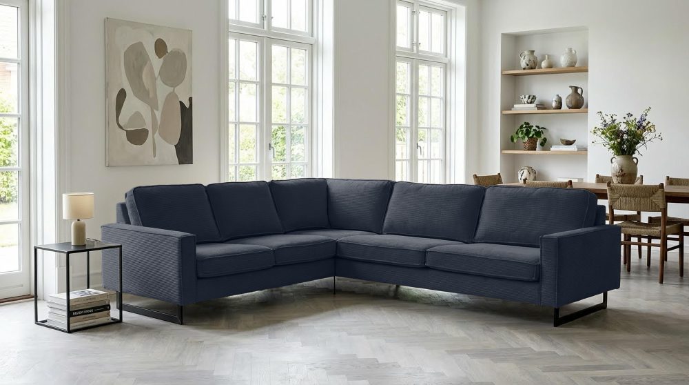 Places of Style Ecksofa »Pinto«, mit langem Schenkel, Keder und Metallfüssen