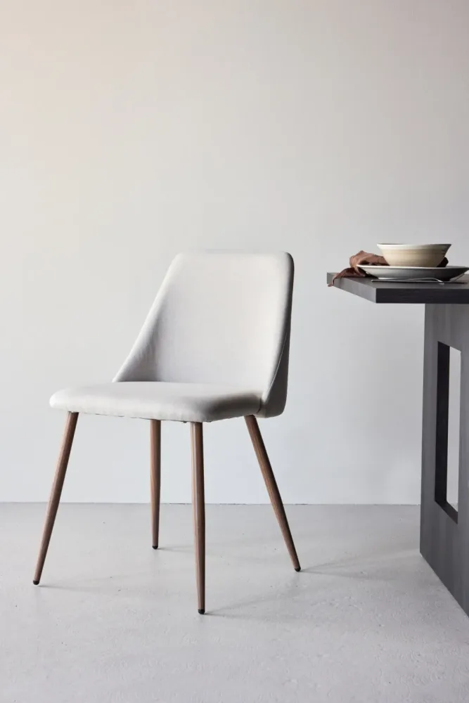 Stuhl 2er-Set Neba Beige Polyester/Stahl B 48 cm - Material: Polyester-Leinen/Stahl - Stuhl 2er-Set