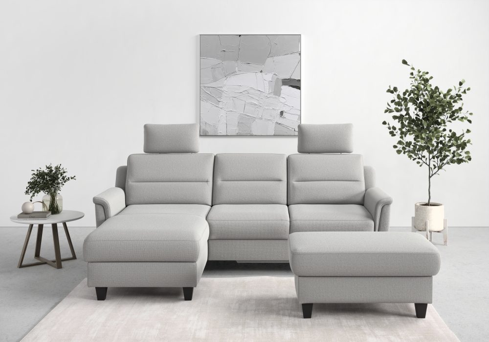 sit&more Ecksofa »Farö«, inklusive Federkern, mit wengefarbenen Füssen, wahlweise mit Bettfunktion und Bettkasten