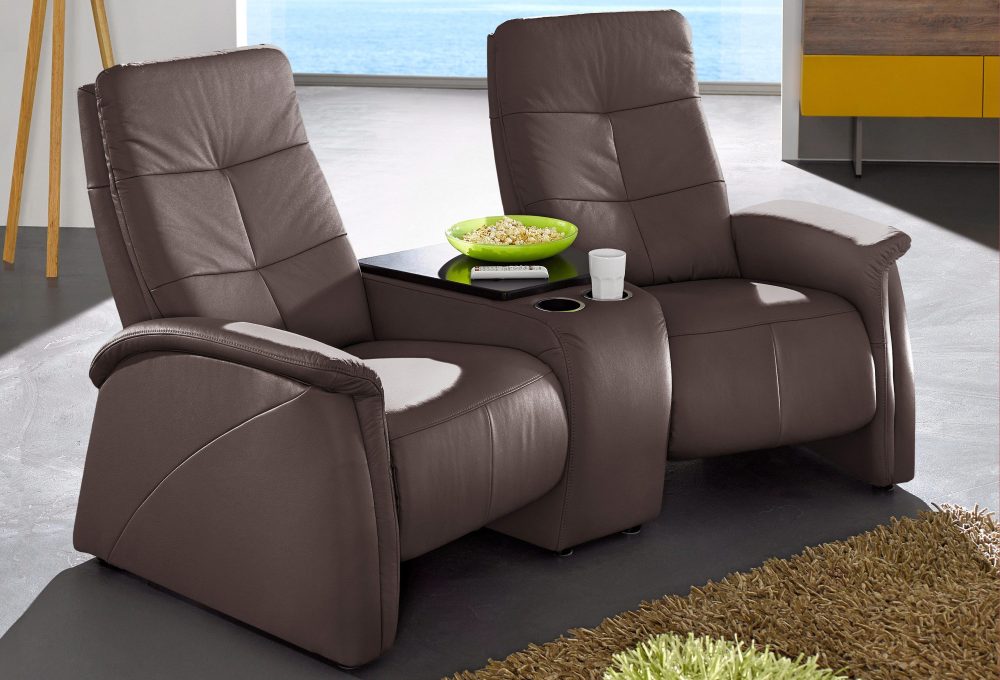 exxpo - sofa fashion 2-Sitzer, mit Relaxfunktion, integrierter Tischablage und Stauraumfach