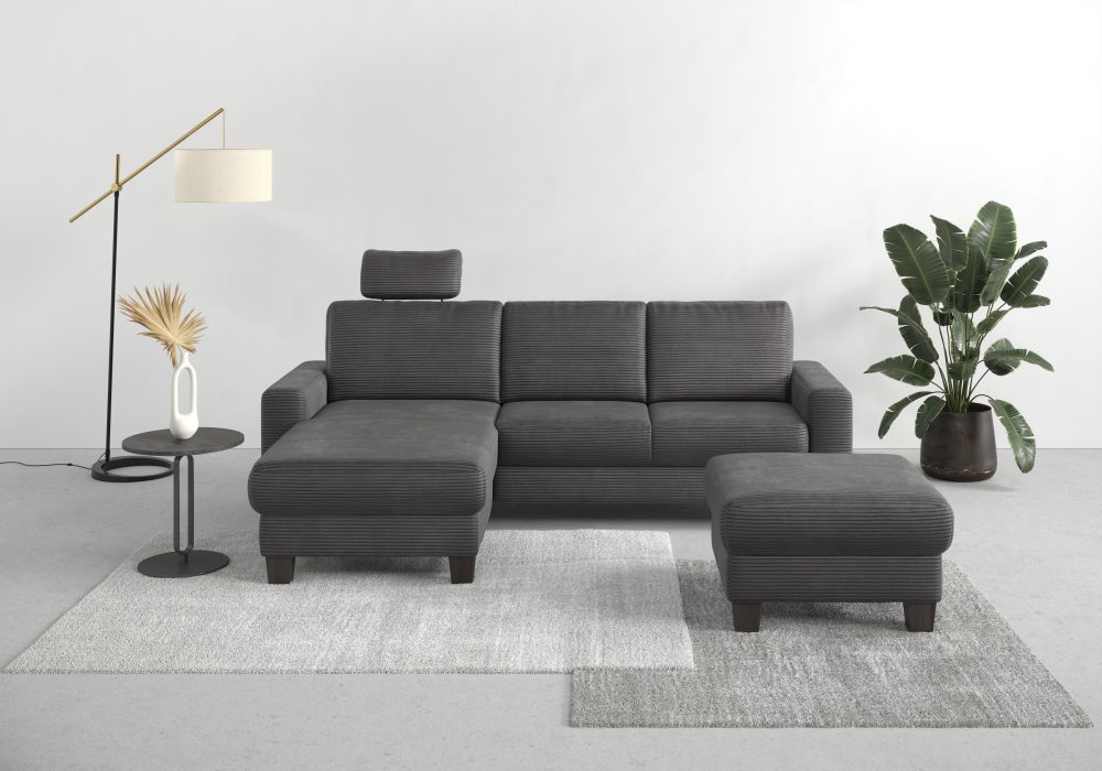 Home affaire Ecksofa »Summer«, mit Recamiere, mit oder ohne Bettfunktion und Bettkasten, Cord-Bezug