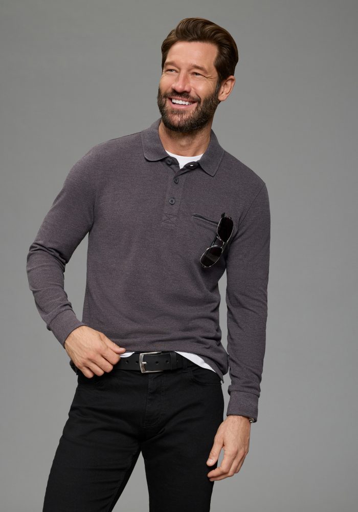 Mans World Langarm-Poloshirt 