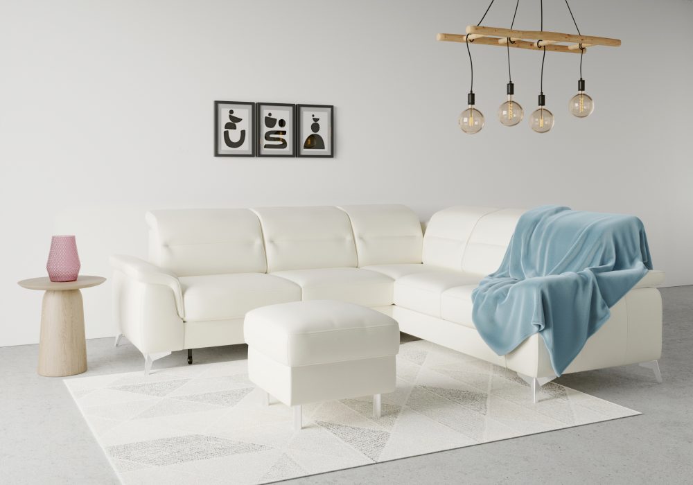 sit&more Ecksofa »Sinatra«, optional mit Kopfteilverstellung und Armteilfunktion oder Kopfteilverstellung, Armteilfunktion, Bettfunktion und Schubkasten, langer Schenkel links oder rechts bestellbar, chromfarbene Metallfüsse