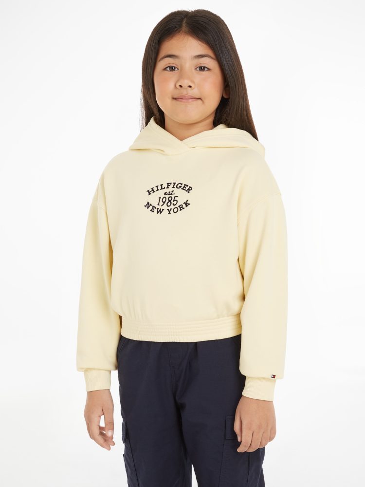 Tommy Hilfiger Kapuzensweatshirt »MONOTYPE FLOCK HOODIE«, Kinder bis 16 Jahre mit Logoschriftzug