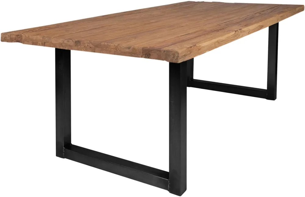 mutoni - Massivholztisch 220x100 - Teak natur - Metall, One Size, Multicolor