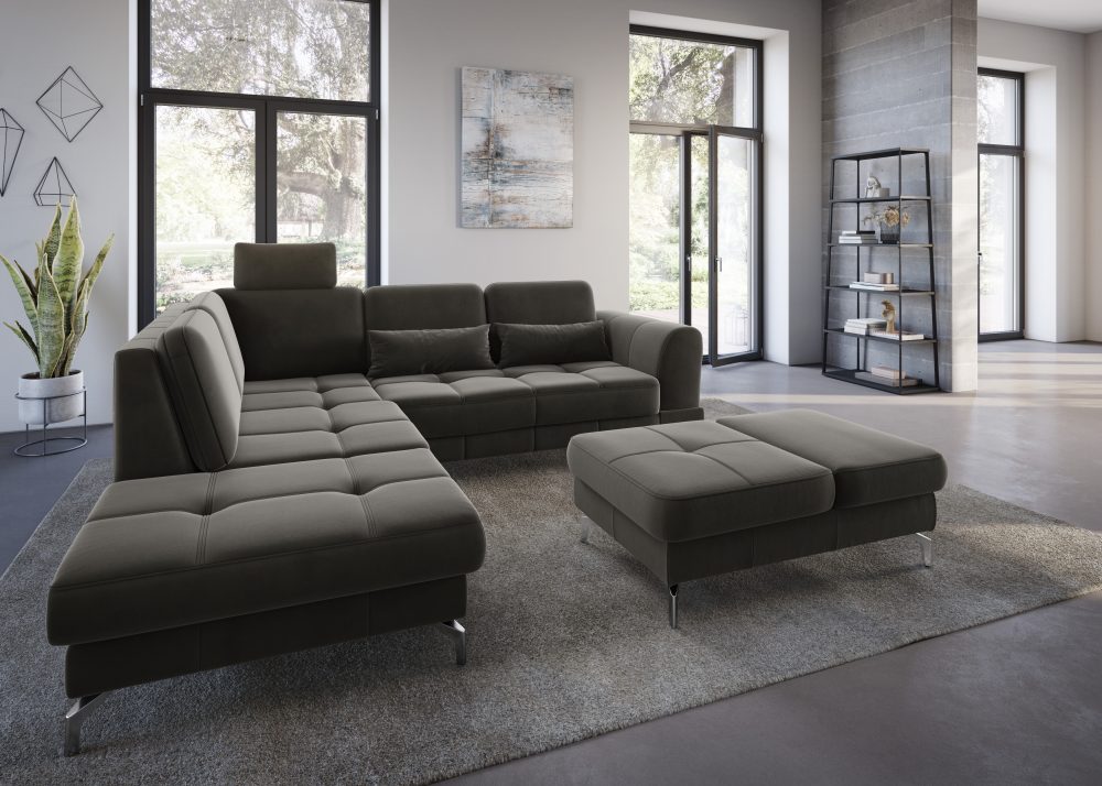 sit&more Ecksofa »Bendigo V«, inklusive Sitztiefenverstellung, Bodenfreiheit 12 cm, wahlweise in 2 unterschiedlichen Fussfarben