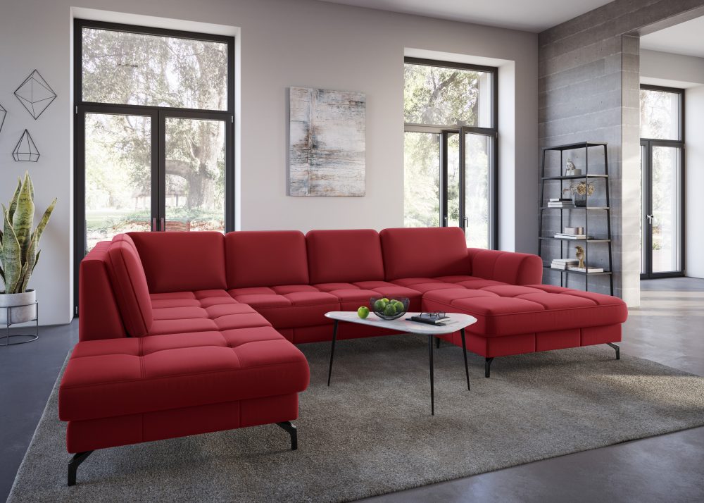 sit&more Wohnlandschaft »Bendigo V«, inklusive Sitztiefenverstellung, Bodenfreiheit 12 cm, wahlweise in 2 unterschiedlichen Fussfarben