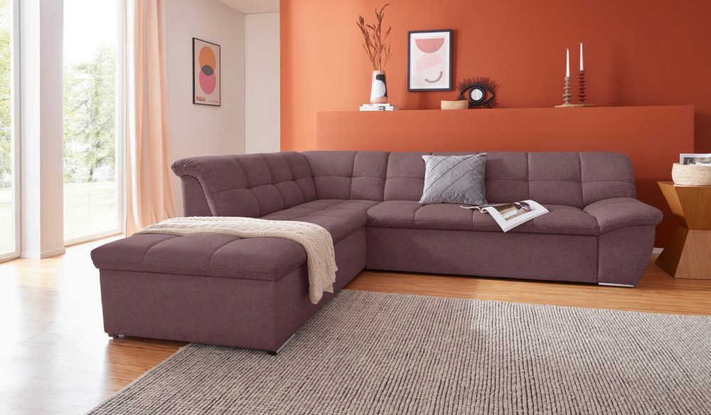 DOMO collection Ecksofa »Lagoa«, wahlweise mit Bettfunktion, frei im Raum stellbar, in grosser Farbvielfalt