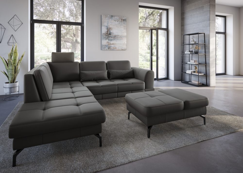 sit&more Ecksofa »Bendigo V«, inklusive Sitztiefenverstellung, Bodenfreiheit 15 cm, wahlweise in 2 unterschiedlichen Fussfarben