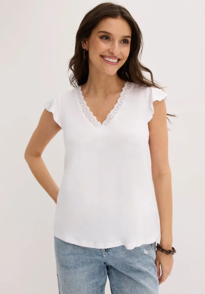 bonprix Shirt aus Viskose-Mixweiß 32Damen