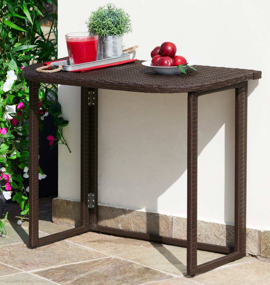 MERXX Gartentisch »Rattan«, Polyrattan, klappbar, 90x50 cm, braun