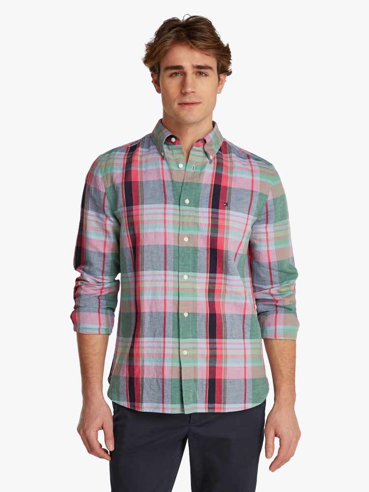 Tommy Hilfiger Langarmhemd »LINEN BLEND MADRAS CHECK«