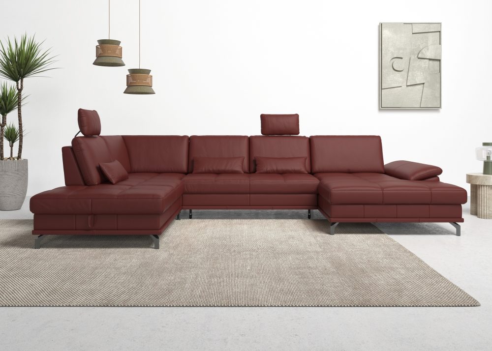 Places of Style Wohnlandschaft »Costello«, incl. Sitztiefenverstellung und Armlehnfunktion, 3 Nierenkissen