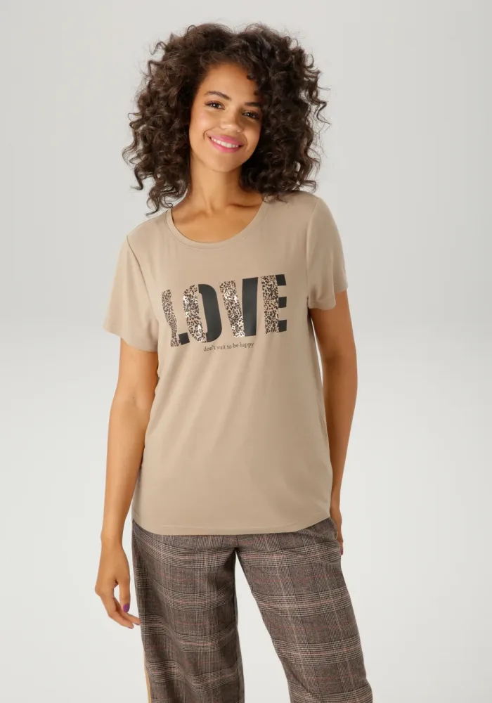 Aniston CASUAL T-Shirt mit Folienprint verzierter 