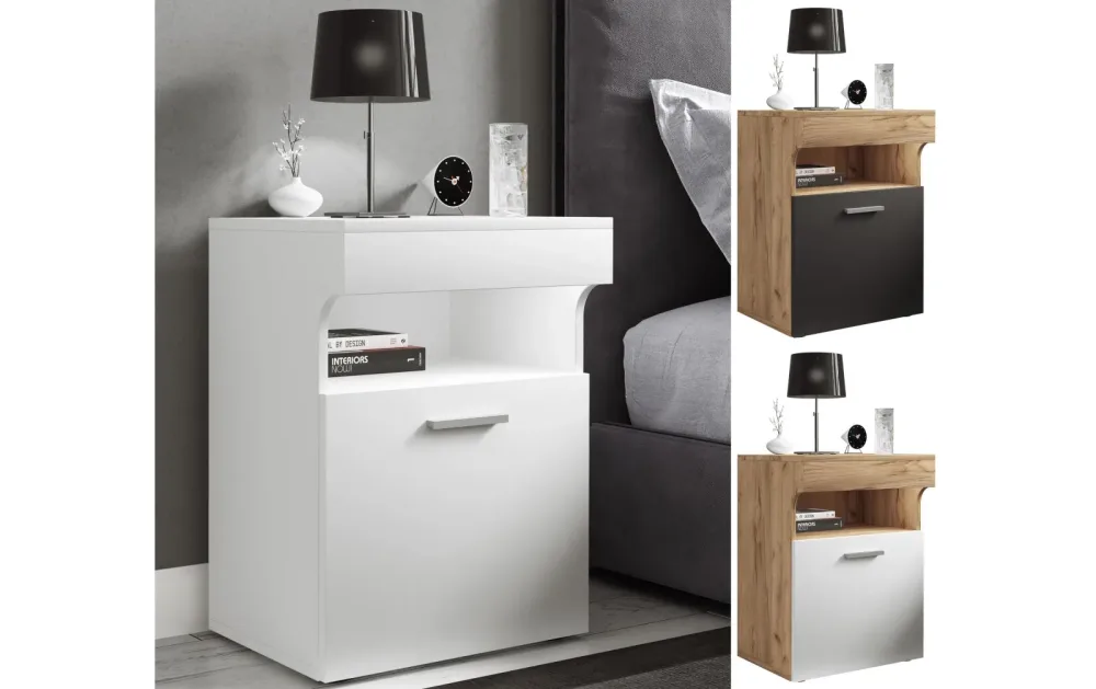 VCM - Nachtschrank Beistelltisch Drehtür Konsole Boxspring Nachttisch Slepal M, One Size, Multicolor