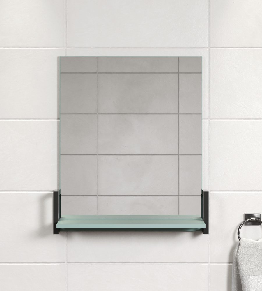 trendteam Badspiegel »Matix Wandspiegel«, (1 St.), eckiger Badspiegel mit Ablage, Breite 64 cm, grau blau