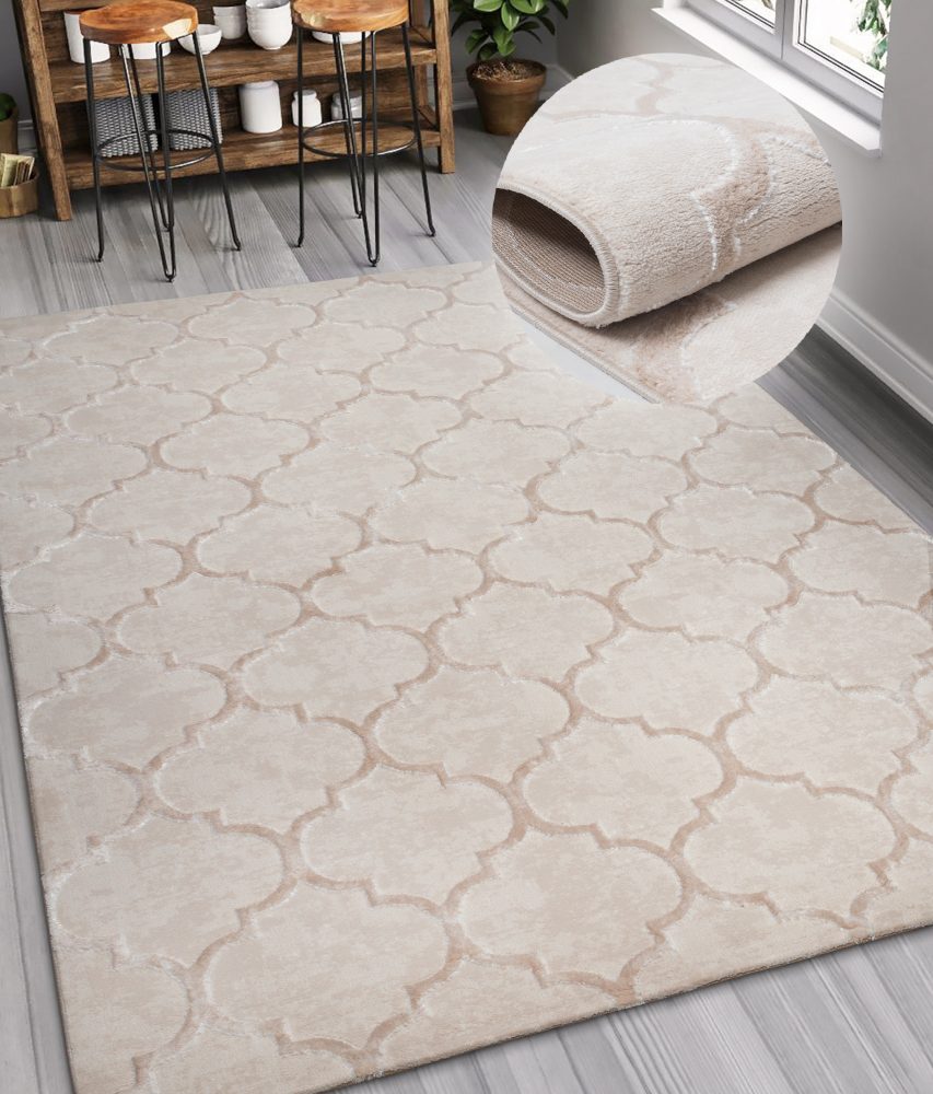 my home Teppich »Badra Kurzflor«, rechteckig, geometrisch, Hoch Tief Design, 3-D Wirkung, Ornamente, Wohnzimmer