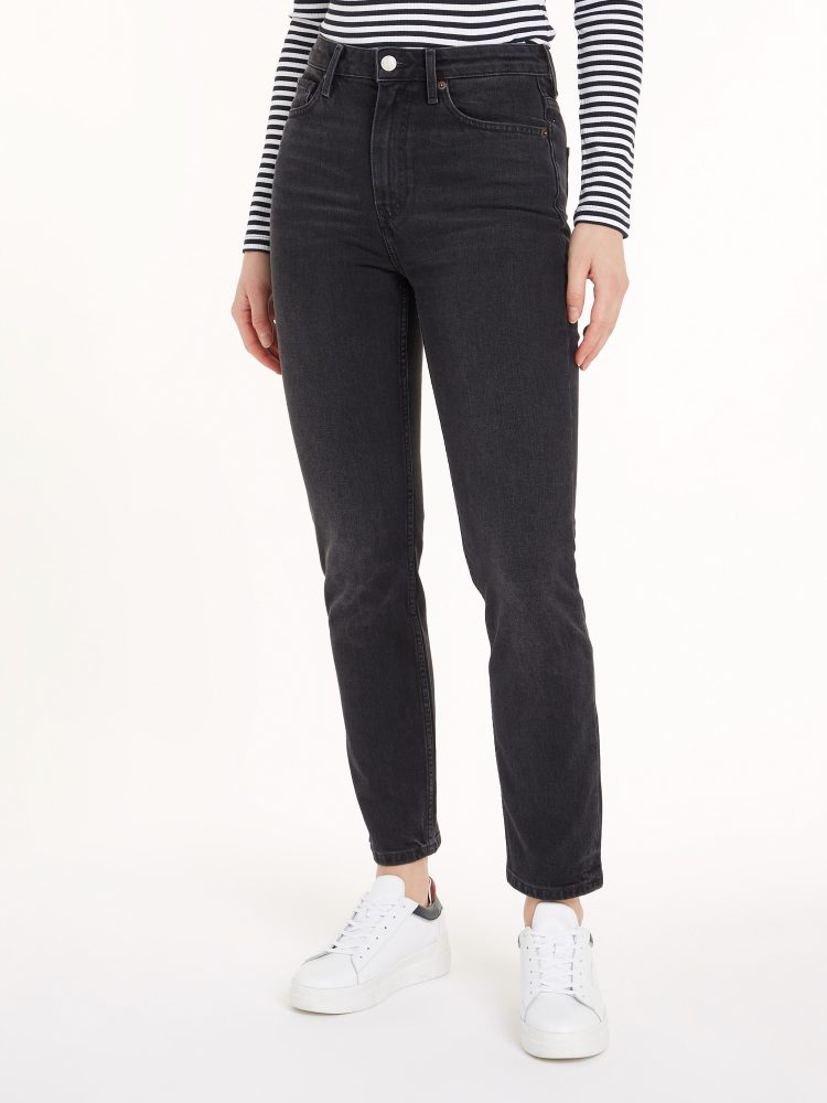 Tommy Hilfiger Slim-fit-Jeans »SLIM CIGARETTE HW A DARK BLUE« mit Tommy Hilfiger Logo-Badge