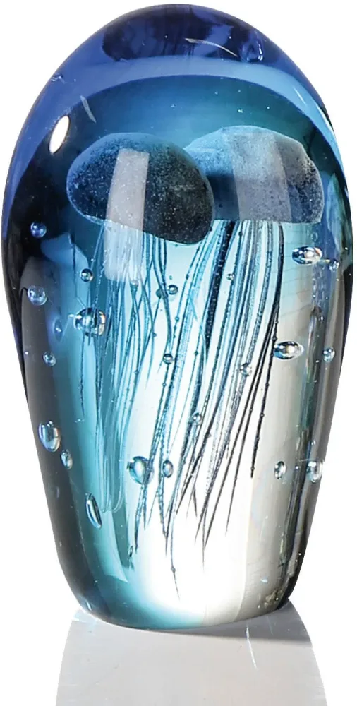 Gilde Briefbeschwerer Qualle Glas Blau H: 20 cm  | Schubiger Möbel
