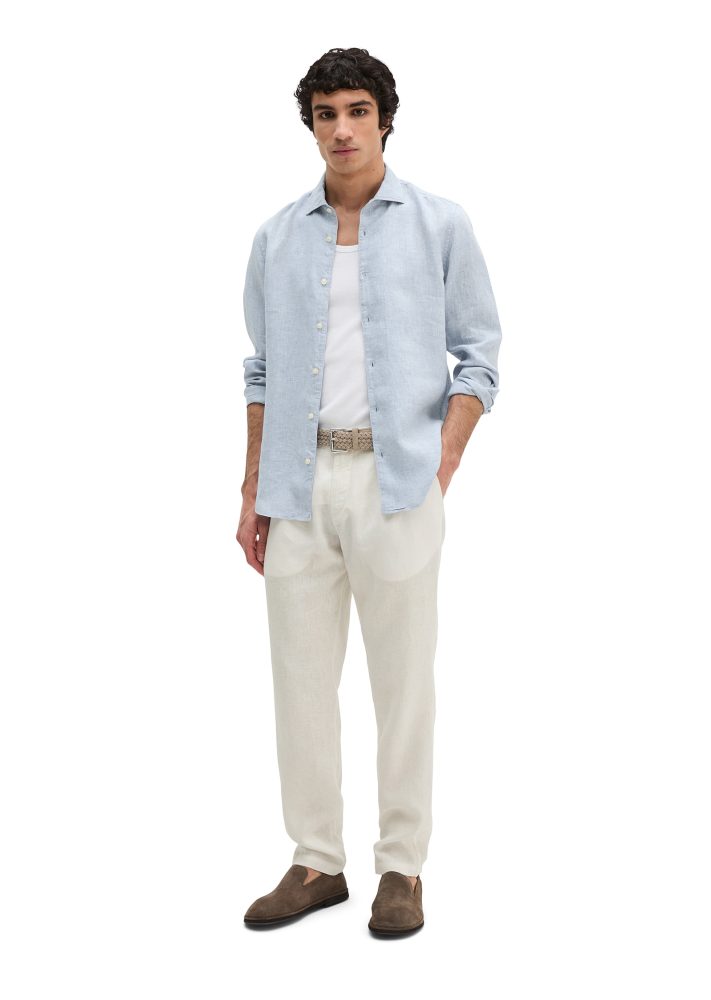Marc OPolo Langarmhemd shaped fit aus feinem Leinen-Chambray