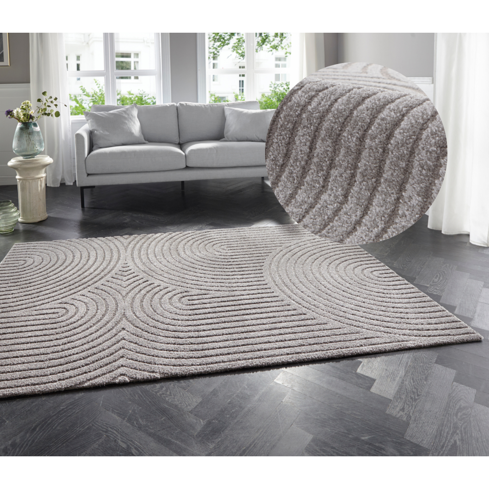 ELLE DECORATION Designteppich »Panglao«, rechteckig, 14 mm Höhe, Supersofter Kurzflor, Hoch-Tief Struktur Optik, Modernes Design, Wohnzimmer, Schlafzimmer, Robust, Pflegeleicht