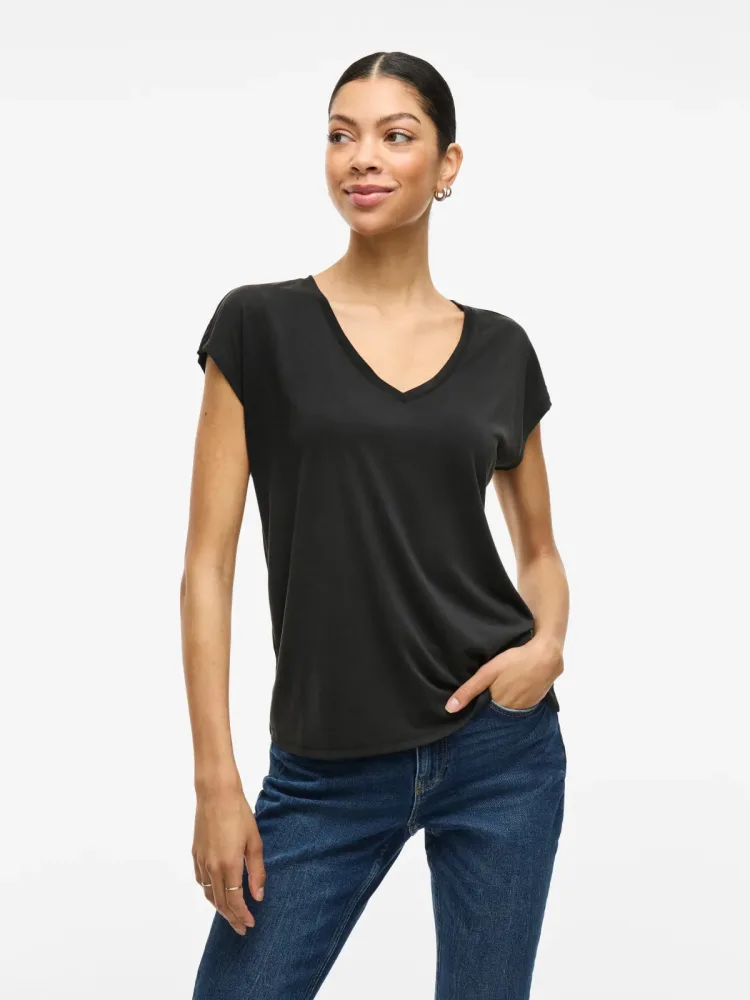 VILA - T-Shirt, für Damen, Black, Größe L