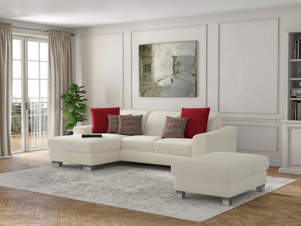 sit&more Ecksofa »Durness«, mit Federkern und hochwertigen Edelstahlfüssen, wahlweise mit Kopfteilverstellung, Bettfunktion und Bettkasten oder mit Bettfunktion und Bettkasten