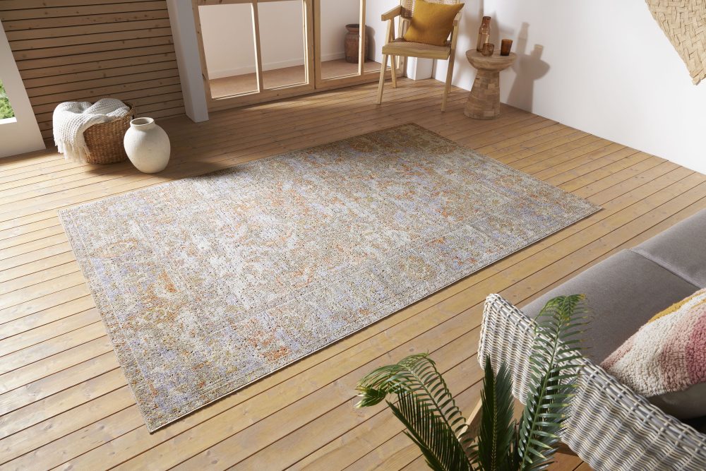 NOURISTAN Outdoorteppich »Port Said«, rechteckig, 3 mm Höhe, In- und Outdoor, Faltbar und Waschmaschinenfest, geeignet für Fussbodenheizung, strapazierfähig, robust, pflegeleicht, ringsum gekettelt, kräftige Farben